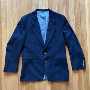 Men's Vintage Navy Blue Blazer with Gold Buttons - 39S